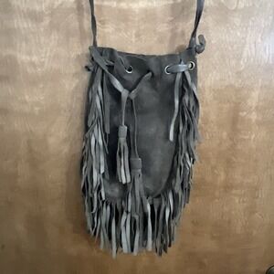 Soft Suede Leather Crossbody Minimalist Boho Western Hippie 8 X 12 Brown Fringe